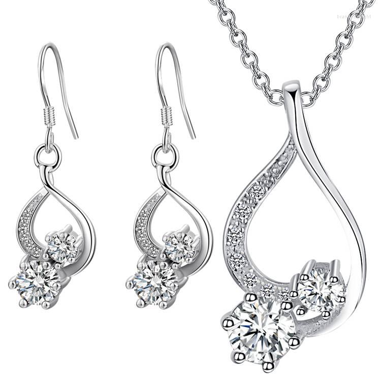

Necklace Earrings Set Wholesale Nice Silver Plated Jewelry Luxury Wedding Women Fashion Earring High Quality ZST033, Picture shown