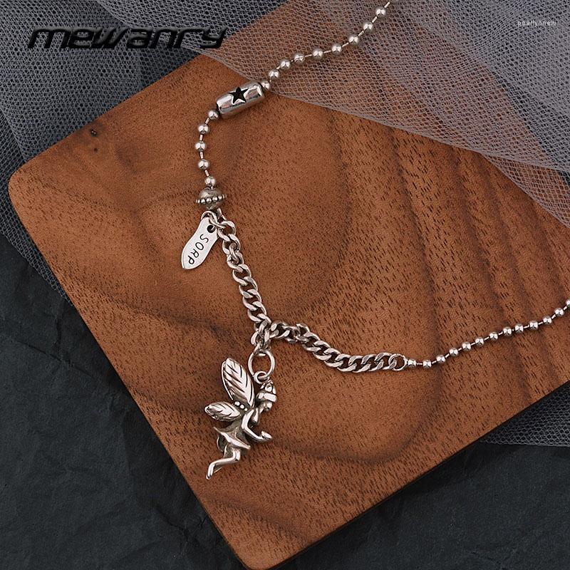 

Chains Mewanry Silver Color Sweater Necklace For Women Trend Elegant Party Sweet Flower Fairy Pendant Jewelry Birthday Gifts
