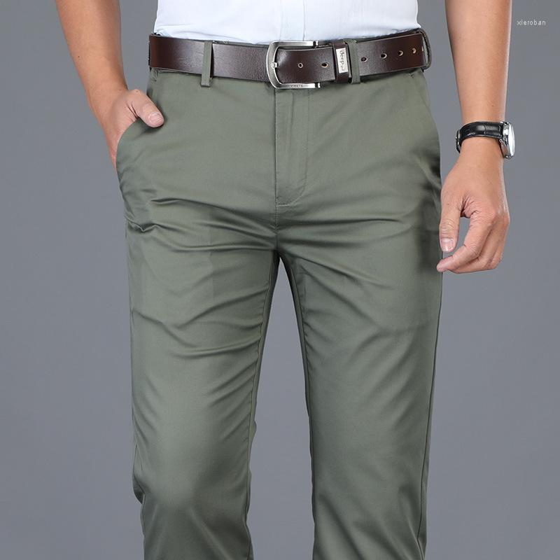 

Men's Pants Spring Summer Men's Business Straight Thin Casual Classic Style Baggy Stretch Solid Trousers Male Brand Khaki Green