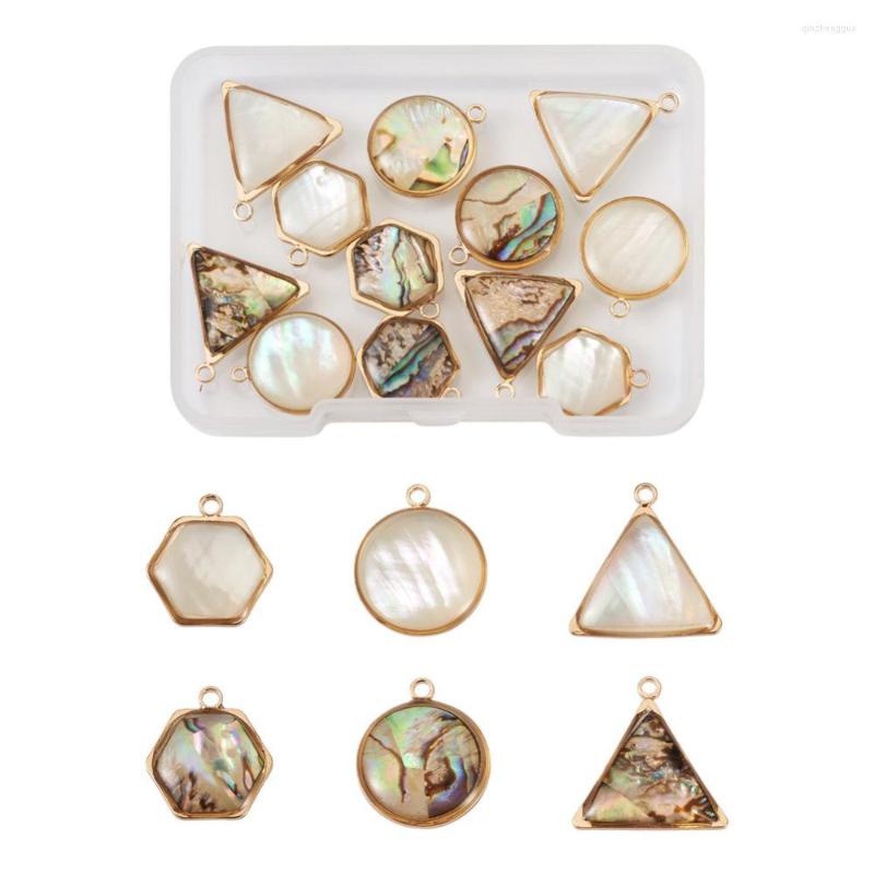 

Charms 12Pcs Natural Shell Pendant Flat Round Triangle Hexagon For DIY Handmade Jewelry Making Necklace Accessories