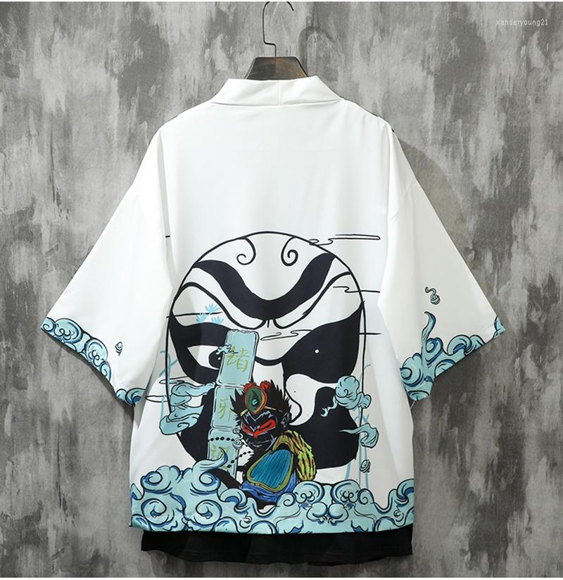 

Ethnic Clothing Chinese Style Beijing Opera Mask Kimono Men Summer Samurai Traditional Japanese Cosplay Women Yukata Shirt Blouse