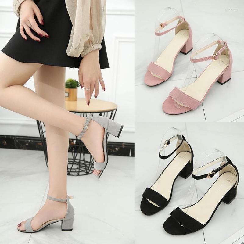 

Ethnic Clothing 2023 Fashion Open Toe Square Heel High Heels Sandals Women Summer Shoes Sexy Buckle Strap Ladies Size 34-42