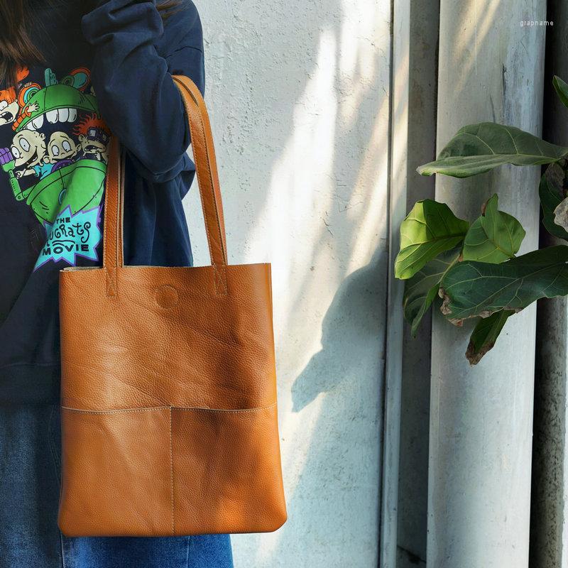 

Evening Bags 2023 Fashion Women Genuine Leather Tote Bag Womens Handbag Shoulder Female Folding Shopping, As photo