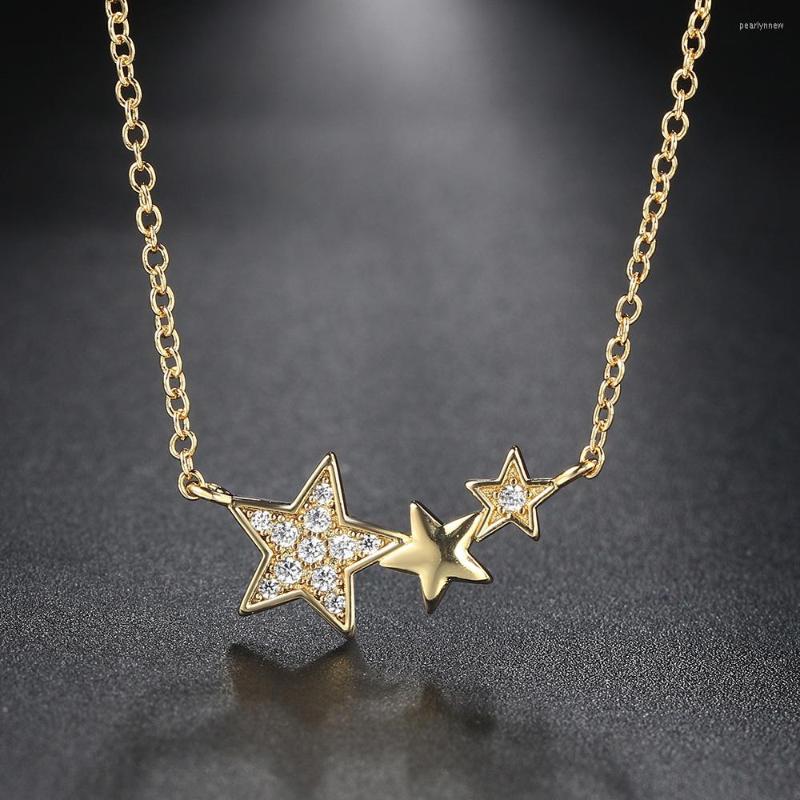 

Chains Three Stars Choker Necklaces For Women Kpop Dainty Gold Color Chain On The Neck Zircon Pendant Female Jewelry Wholesale