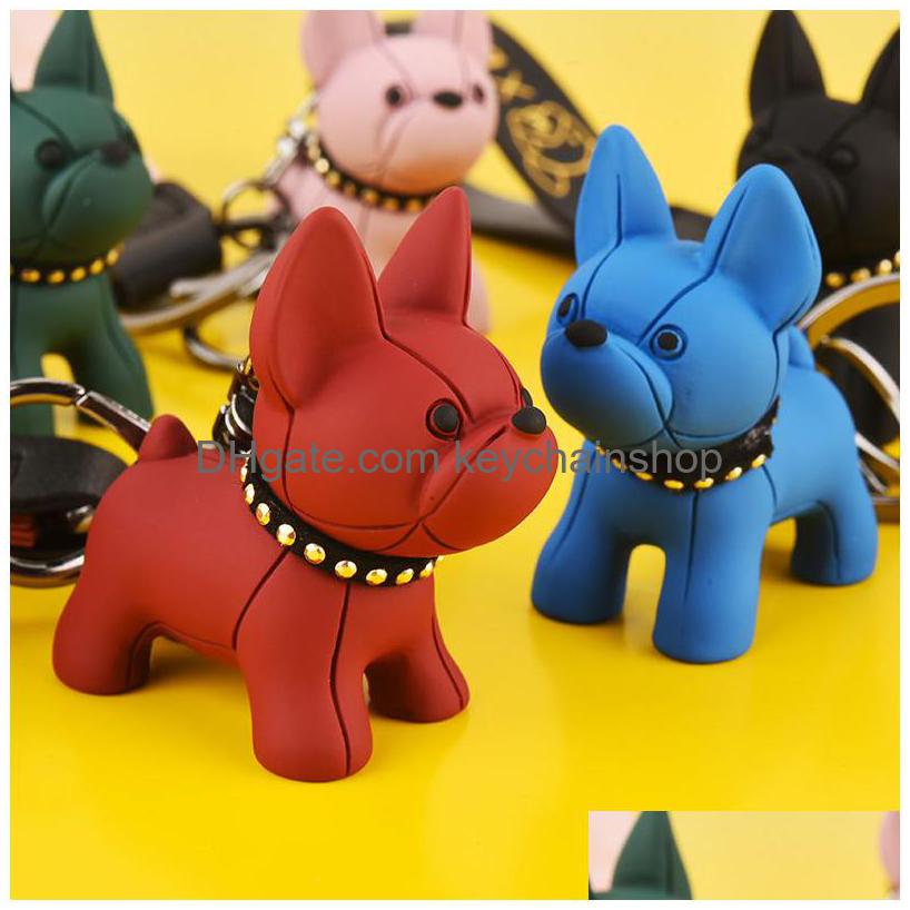 

Key Rings French Bldog Keychain Bag Pendant Resin Dog Ring For Women Couple Car Holder Drop Delivery Jewelry Dhpuu