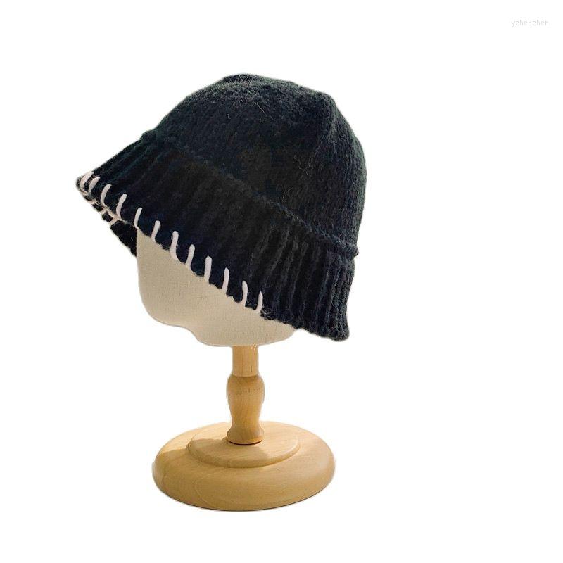 

Berets Winter Bucket Hat For Women Men Fashion Warm Cap Unisex Elasticity Knit Beanie Hats 2023 Beige, Black