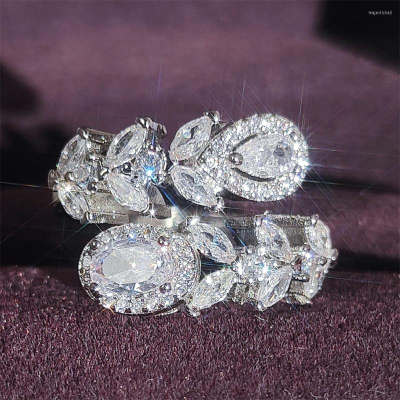 

Cluster Rings Fashion Engagement Women Delicate Real 925 Sterling Silver Cute Ring Wedding Bling Elegance Luxury Sepcial
