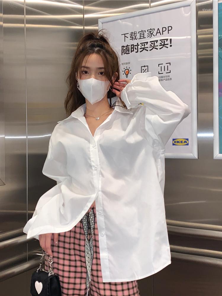 

Women's Blouses Women Caual Cotton Bloue Lady Top White Button Up Long Leeve Hirt Female 2023 Pring Korean Fahion Mujer