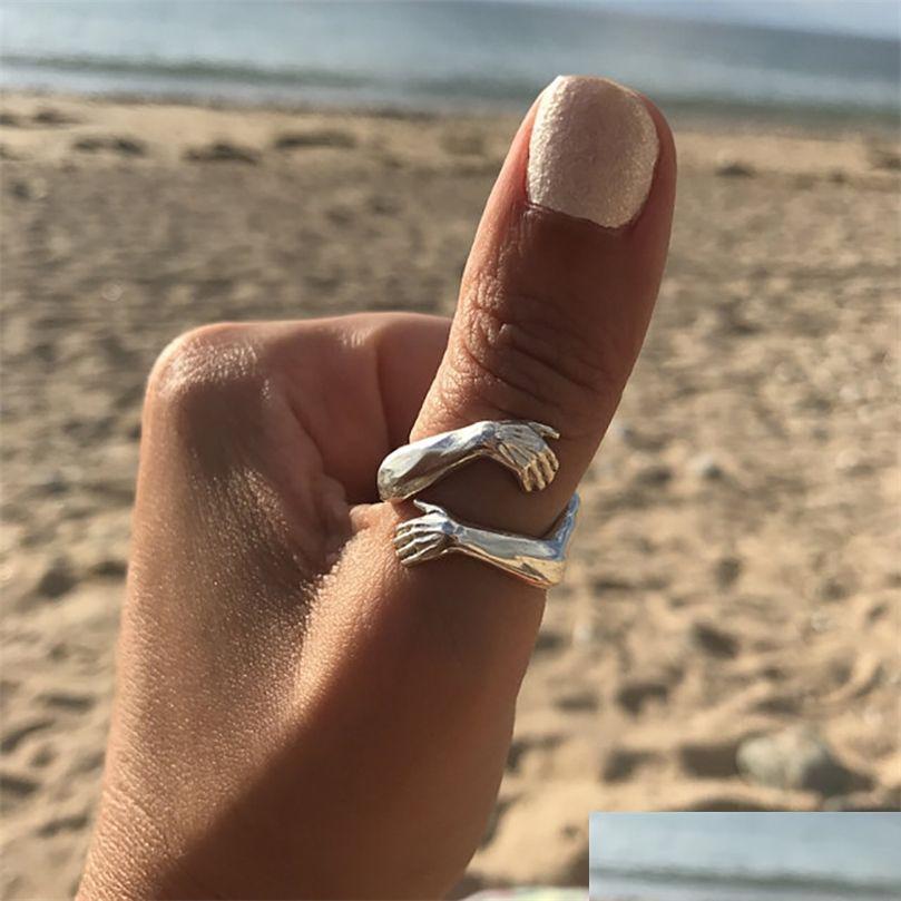 

Rings Gothic Hug Muscle Hands For Women Men Adjustable Open Cuff Ring Party Couple Vintage Jewelry Anillos Bague 220728 Drop Dhcrm