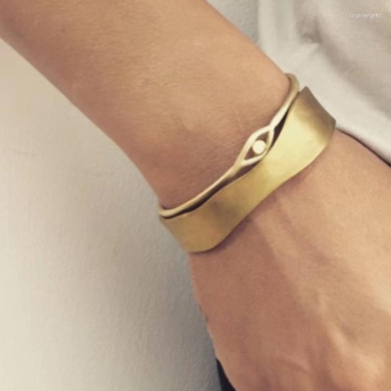 

Bangle Vintage Bangles Women Fashion Jewelry Titanium Steel Opening Adjustment Bracelet Gold Eye Charm Simple Design Wristband