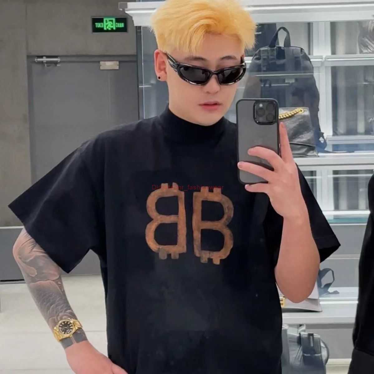 

Designer Fashion Clothing French Paris BB Luxury TShirt Tees High Edition Paris b Home 23ss New Summer Fashion Brand Wash Old Orange Double b Loose Casual Short Sleeve, Black