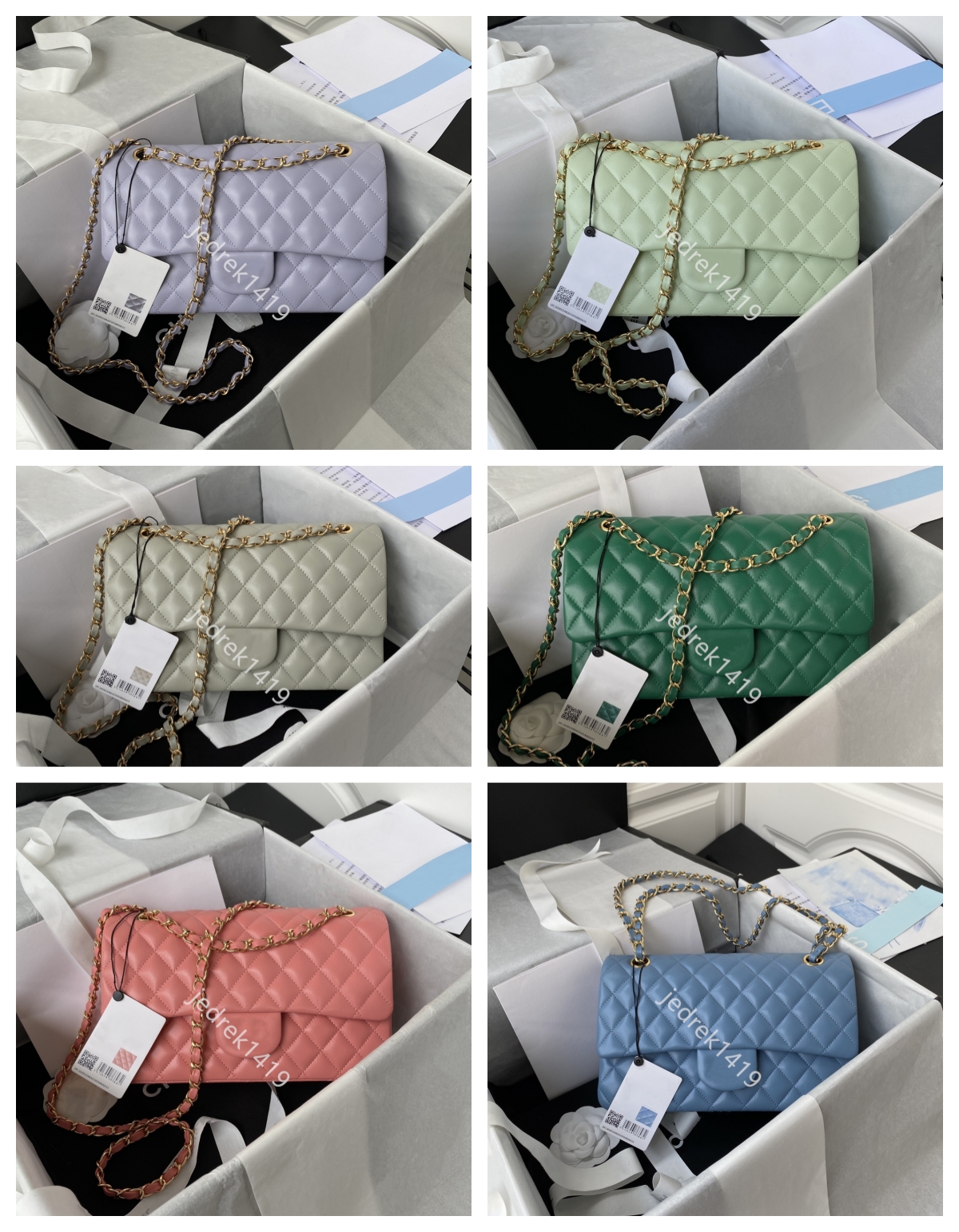 

Classic Flap CF Shoulder bag woman Channel messenger bag fashion smooth Lambskin crossbody bag soft real leather Cosmetic bag Gold silver chain dinner bag wallet, #35