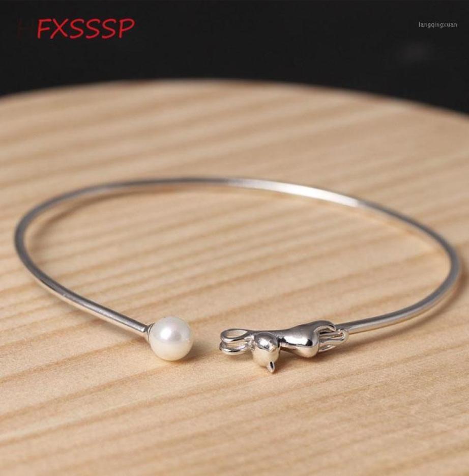

Bangle HFXSSSP S925silver Generous Sweet Pearl Cute Cat Open Bracelet Female Fashion Flutter Pet Temperament Jewelry17010562
