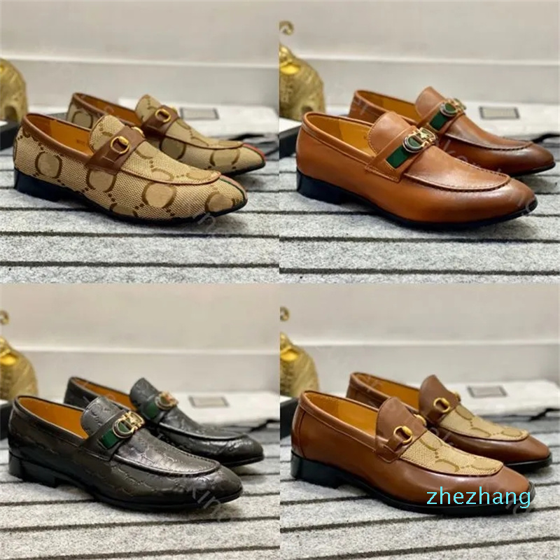 

2023-Top Designer Loafers Men Dress shoes cowhide Classic Mules Flat Mens buckle leather Men Casual Shoe size 38-45