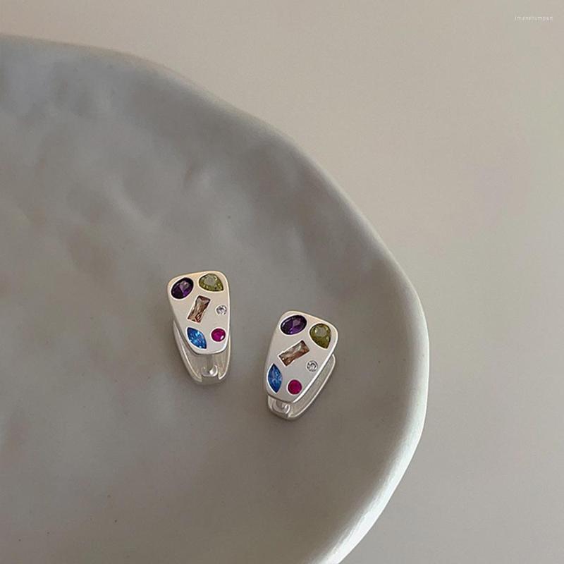 

Hoop Earrings JWER 2023 Colorful Zircon For Women Crystal Silver Plate Charming Female Wedding Earring Piercing Jewelry Gift
