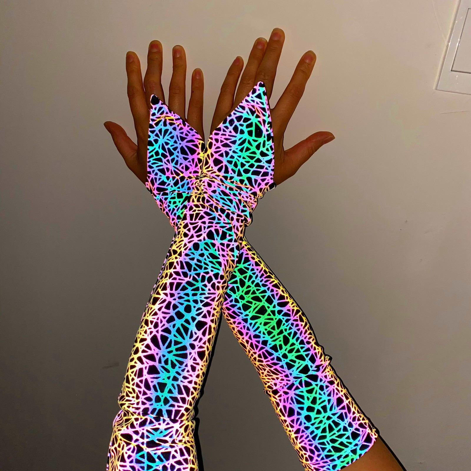 

Sleevelet Arm Sleeves Colorful Reflective Sport Running Fingerless Glove Harajuku Punk Goth Warmers Elastic Breathable Mangas 230512