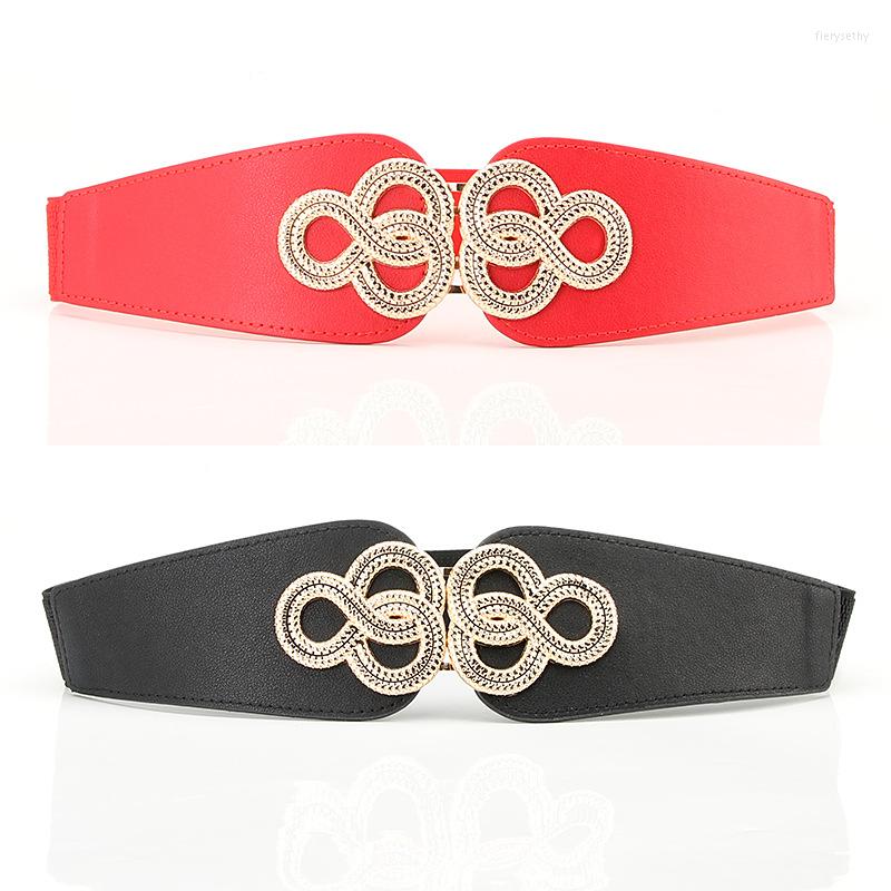 

Belts Fashion PU Leather Elastic Wide For Women Stretch Thick Waist Dress Plus Size By Luxury Designer Brand, White