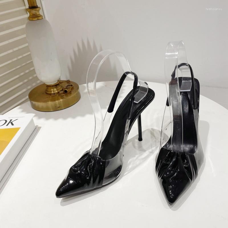 

Sandals 2023 Summer Women's Single Shoes Pointed Toe High Heels Fashion All-match Baotou Women, Black