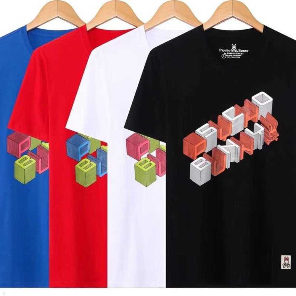 

Psycho Bunny 23 Summer New t Shirt Skeleton Rabbit Pattern High-end Print Short Sleeve Versatile Casual Cotton T-shirt Men and Women Embroidery Qq8j, White