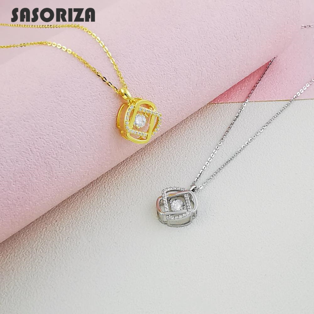 

925 Sterling Silver Necklace for Women Round Pendant Zircon Necklace Fine Jewelry