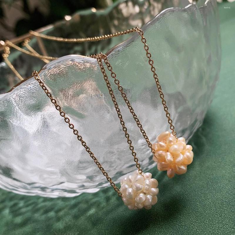 

Pendant Necklaces Braided Natural Freshwater Pearl Necklace Women Jewelry Cluster Flower Ball Charm Irregular Small Baroque