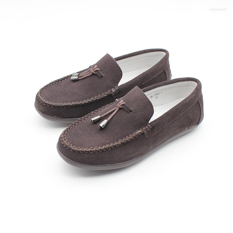 

Athletic Shoes Boy's Loafer Casual Moccasin Suede Leather Comfortable Slip On Little Kids Brown Flat Soft Dress, Chocolate color