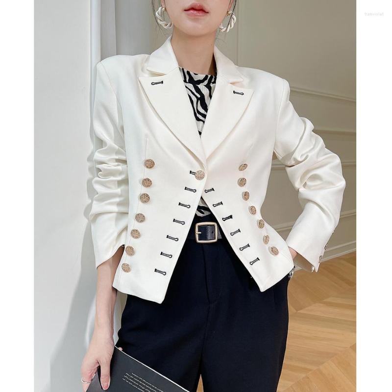 

Women' Suits Short Suit Jacket Women 2023 Autumn Office Lady Shoulder Padded White Blazer Jackets British Style Outwear High Quarlity