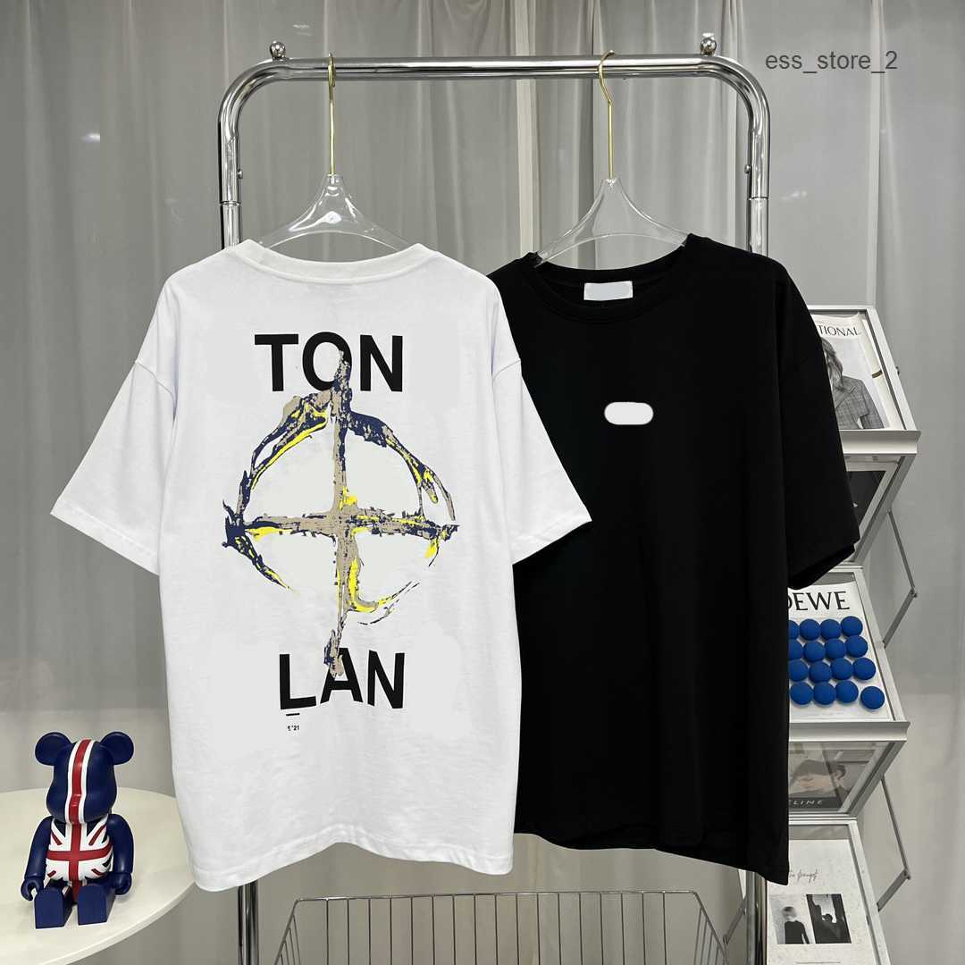 

Brand Designer Mens t Shirts 23ss Men Women Summer Stone Black White Islands Compass Pattern Print Tshirt Leisure Clothes Tops Clothing Short Sleeved Shirt ERJ4
