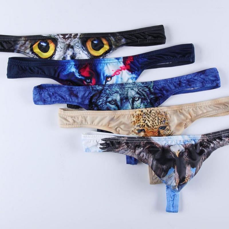 

Underpants Sexy Men G String Briefs 3D Animal Print U Convex Bulge Pouch Low Rise Thong G-String Mens Bikini Gay Underwear, Sapphire blue