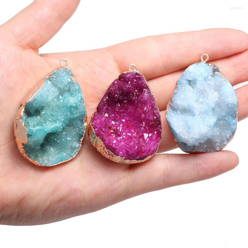

Charms Natural Stone Cluster Crystal Pendants Irregular Agates Druzy Pendant For Jewelry Making DIY Necklace Accessories