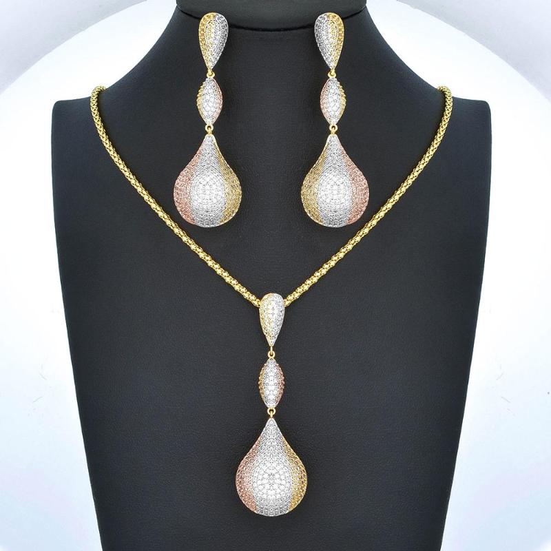 

Necklace Earrings Set & Ness Arrive Luxury Disco Balls Nigerian Earring For Women Wedding Dubai Bridal SetsEarrings EarringsEarring, Picture shown