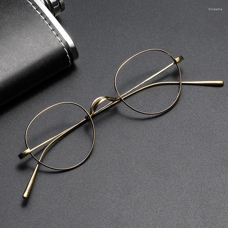 

Sunglasses Frames America Brand Design Titanium Eyeglasses Retro Round Ultra-light Prescription Blue Blocking Glasses Men Myopia Gafas