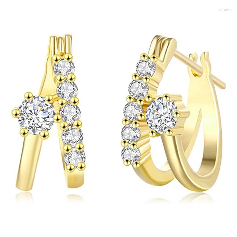 

Hoop Earrings Huitan Cross For Women Gold Color Simple Stylish Lady's Ear Modern Trendy Female Jewelry Drop