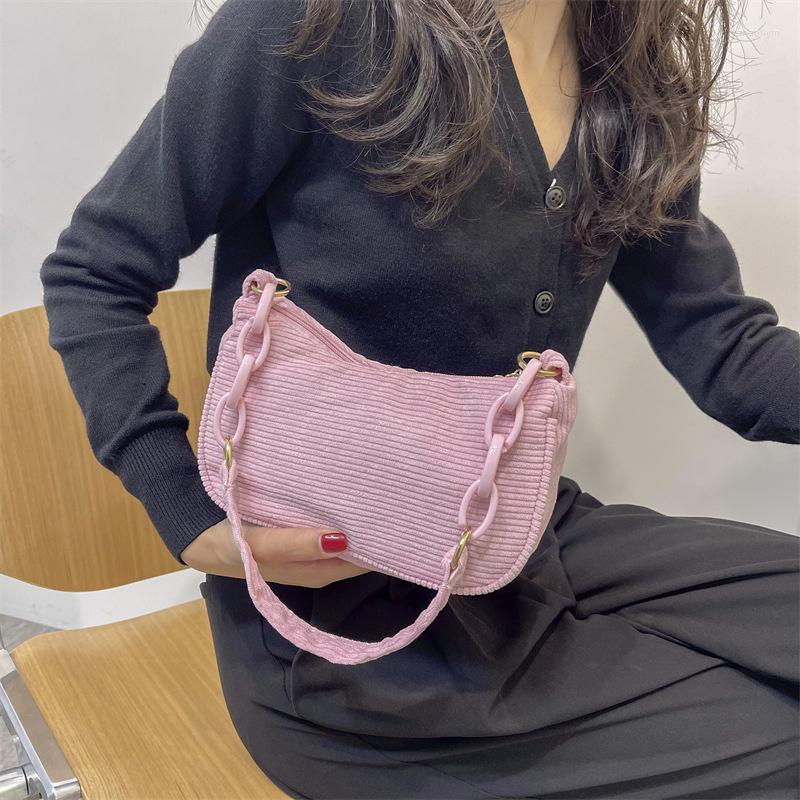 

Evening Bags Corduroy Underarm Bag Casual Tote With Zipper Female Cloth Shoulder Fashion Ladies Handbags For Women, Black
