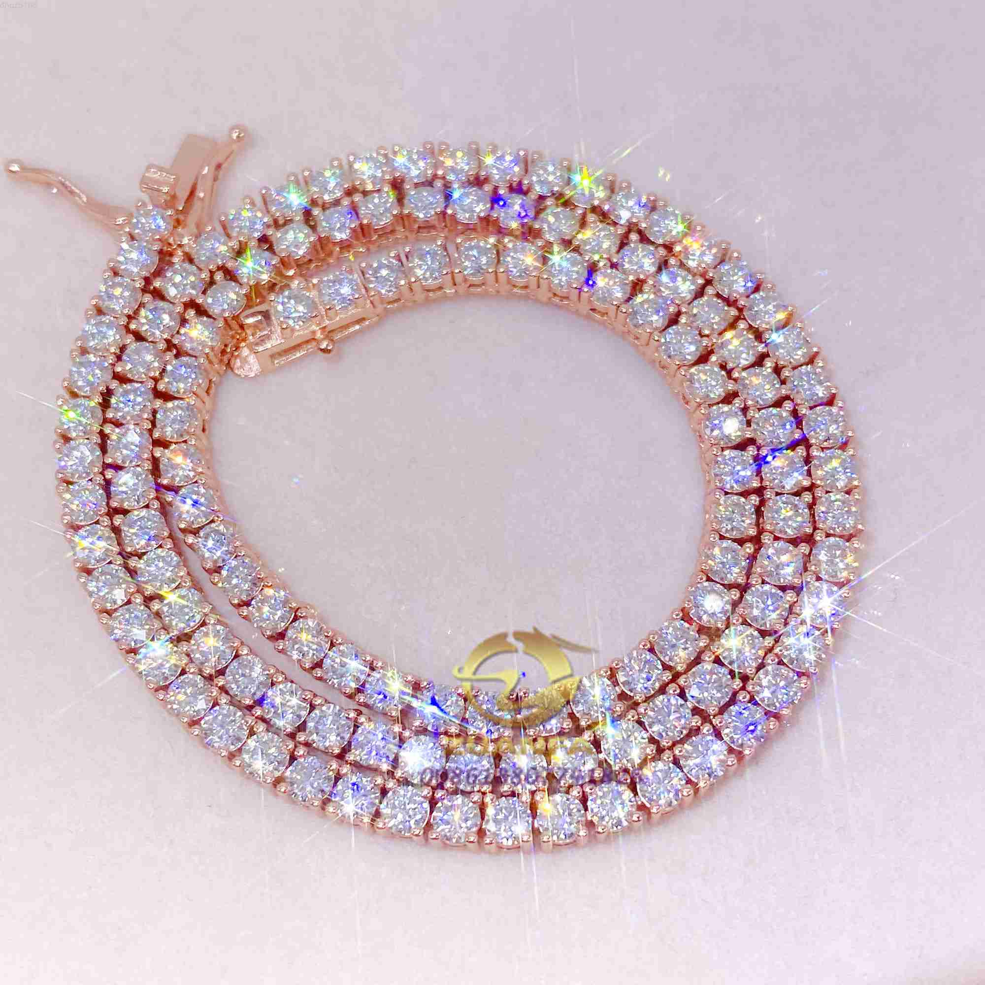 

Wholesale Iced Out Hip Hop 925 Sterling Silver 3mm 4mm 5mm Gold Vvs Moissanite Diamond Tennis Chain Necklace Women Men Jewelry
