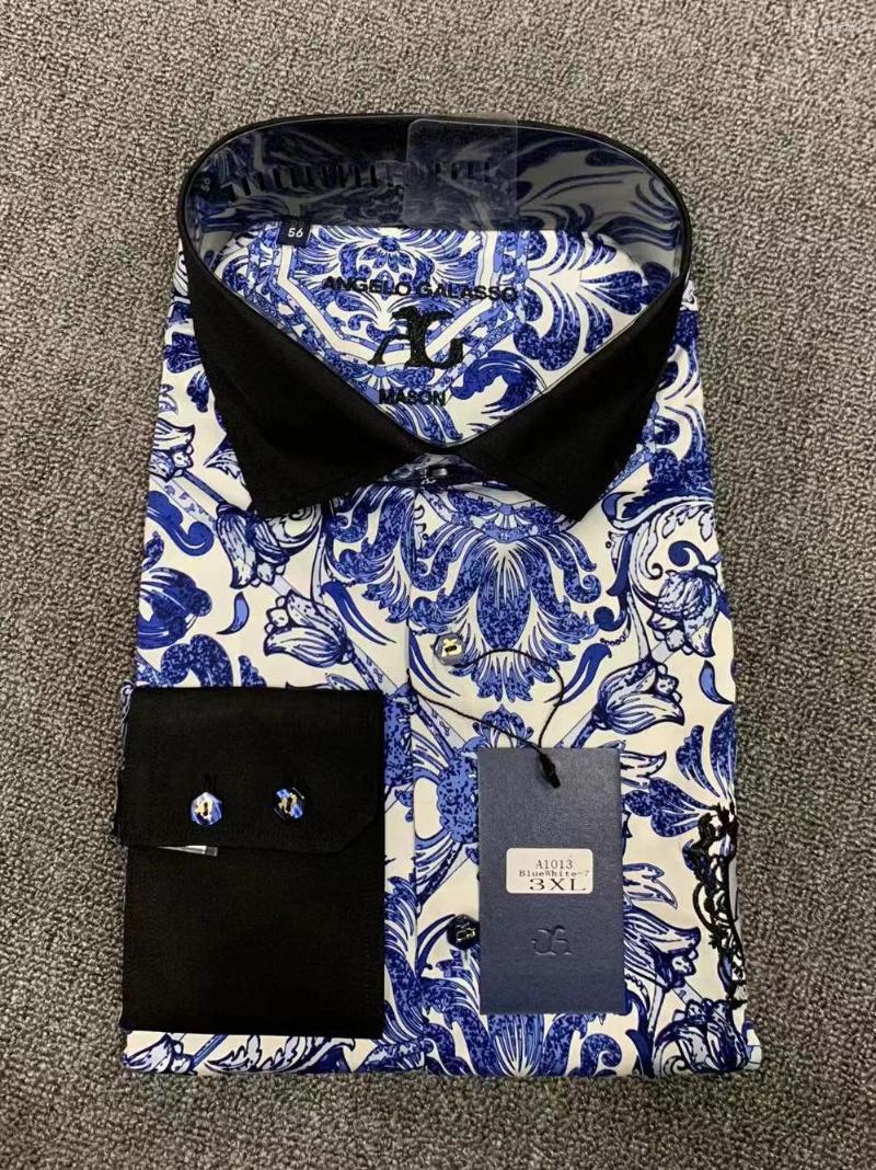 

Men's Casual Shirts OECHSLI Shirt Cotton Men 2023 Business Fashion Breathable High-quality Long Sleeve Size -XXXL, White blue