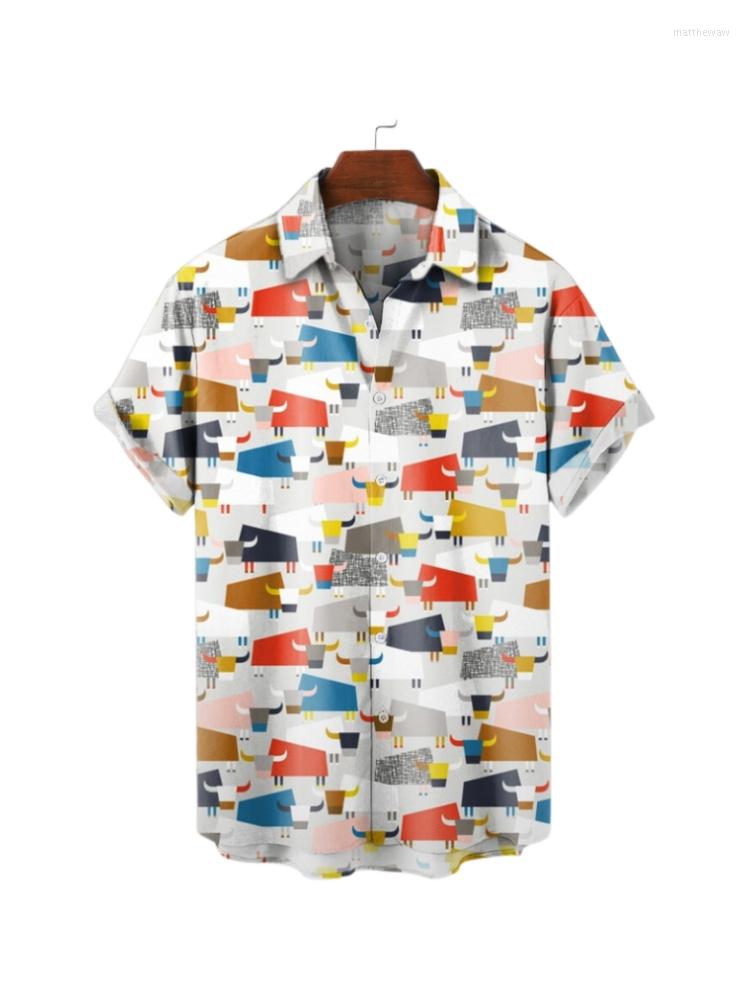 

Men's Casual Shirts 2023 Summer Men's Cartoon Animal Halloween Skull Series 3D Digital Print Polo Neck Short Sleeve Comfort, 10