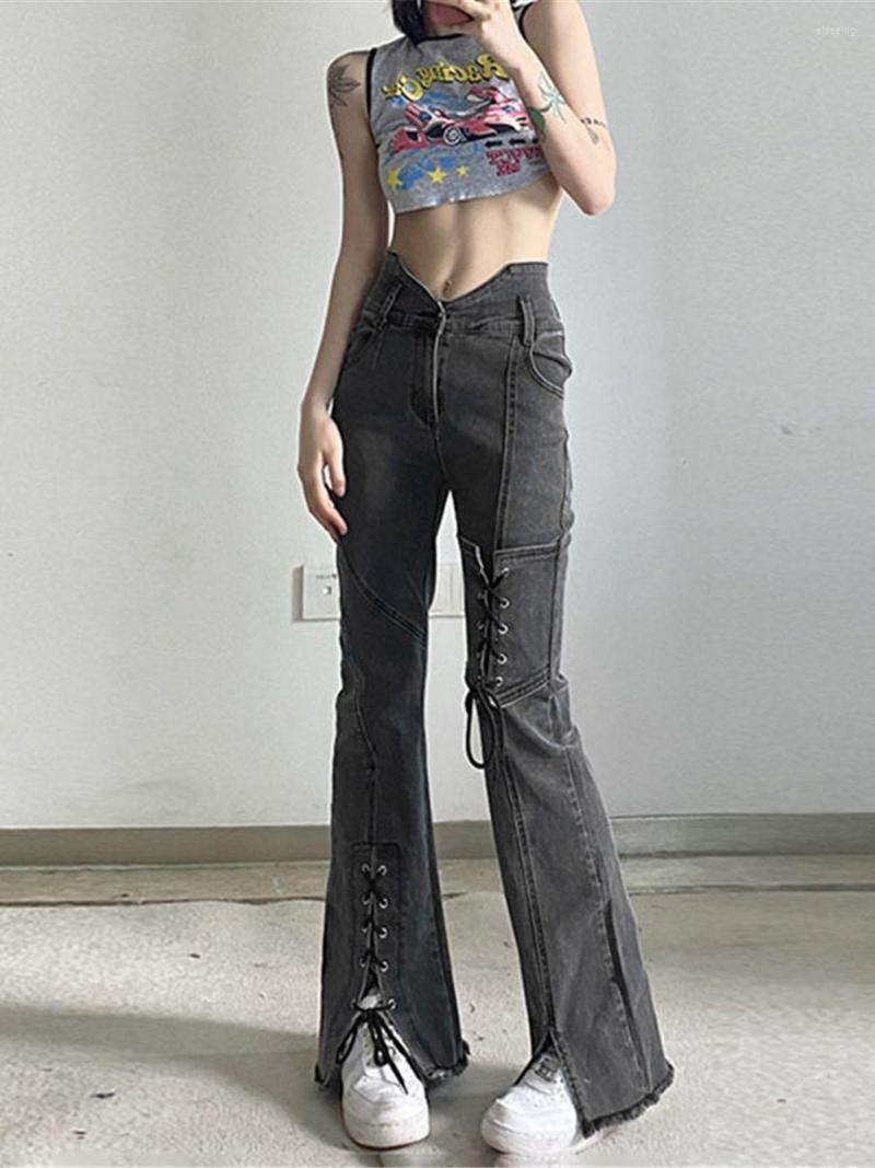 

Women' Pants Black Hip Hop Y2K Flare Jeans Aesthetic Retro 2000s Cute Denim Sweatpants Streetwear Fashion Harajuku Casual Punk Capris