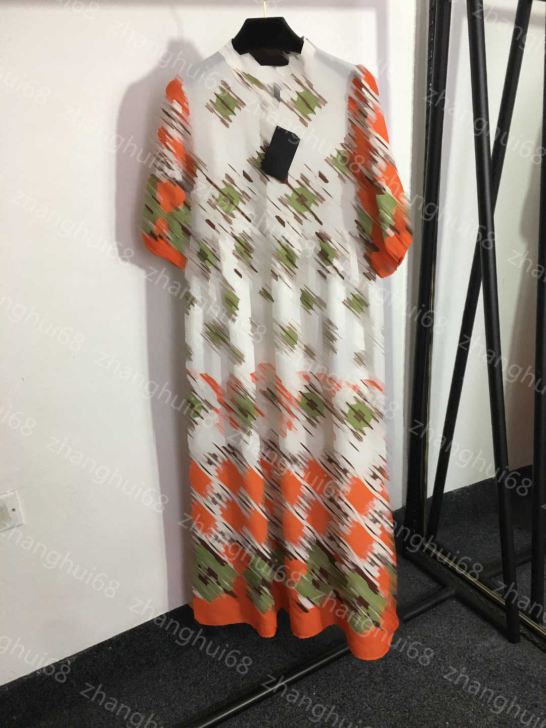 

23ss summer Dress womens designer clothing women dresses Vintage print bubble short sleeve dress long skirt High quality womens clothing, 11