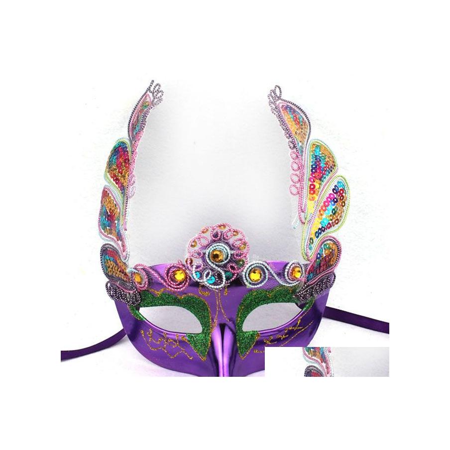 

Cosplay Wigs Jiahe Fancy Dress Ball Performance Mask Computer Embroidered Butterfly Drop Delivery Hair Products Dhc1L, Color randomly sending