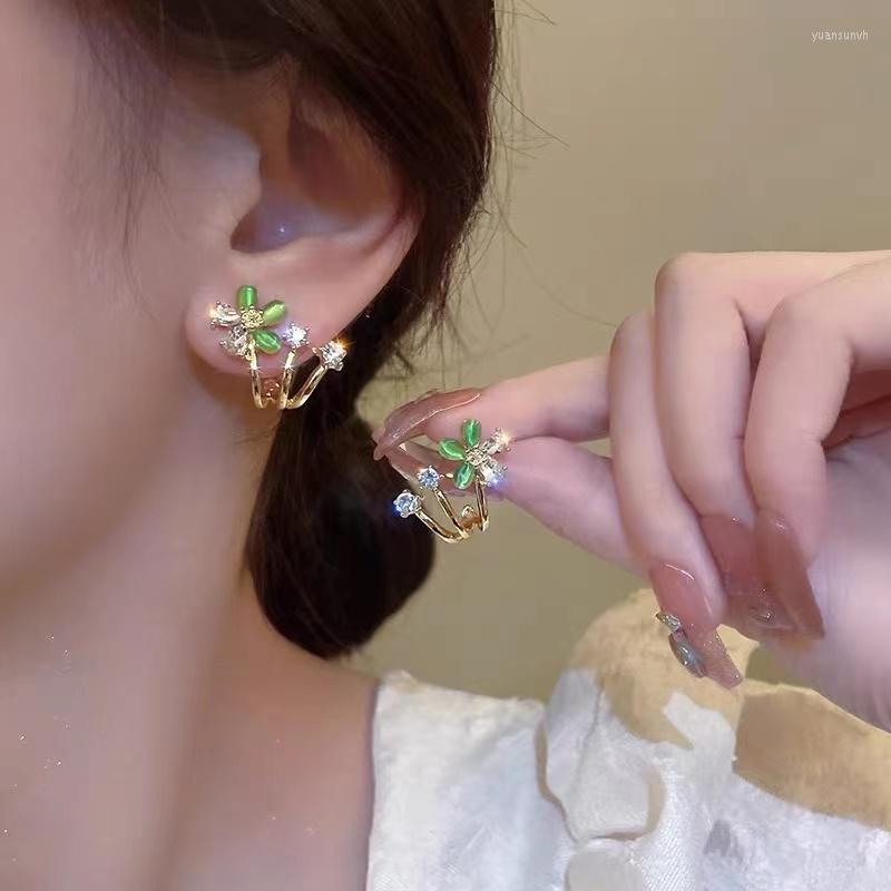 

Stud Earrings Fashion Trend Design Elegant Exquisite Shiny Zircon Flower Ladies Jewelry Everyday Party Gift Wholesale Direct Sales
