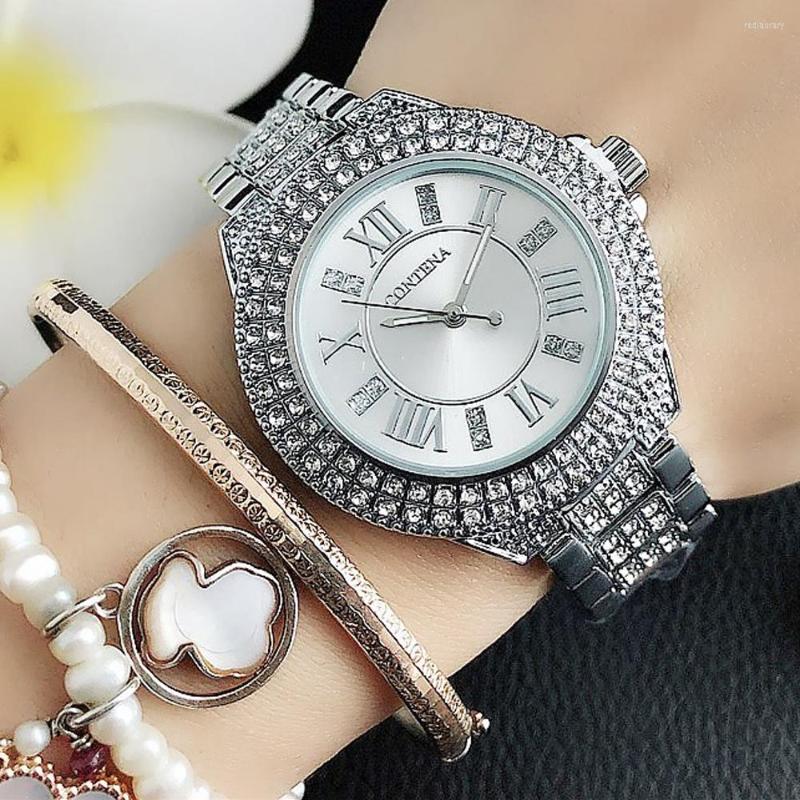 

Wristwatches Women's Watches Geneva Classic Luxury Rhinestone Watch Women Ladies Fashion Silver Clock Montre Femme, Gold