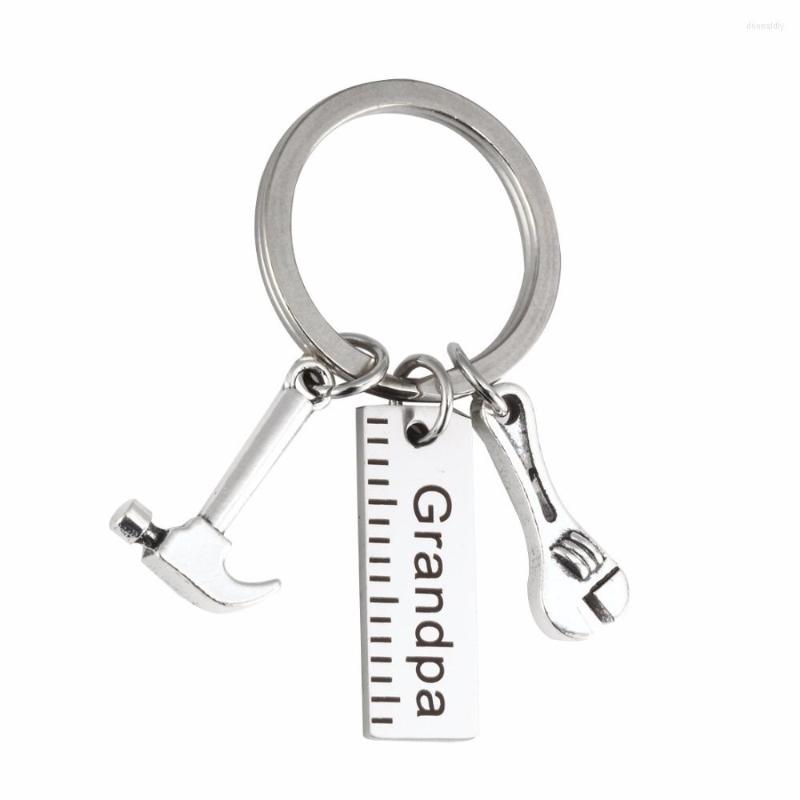 

Keychains OTS109(1) Metal Dad/Grandpa Ruler Hammer Wrench Screwdriver Tools Pendents Key Chain Ring Jewelry Present Father's Day Gift