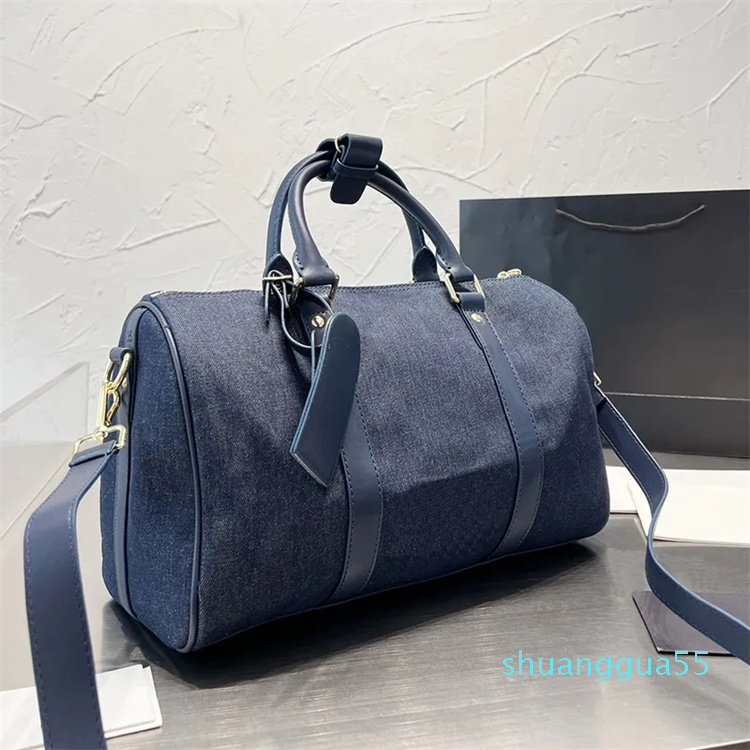 

Duffle bag Classic duffle bags Denim designer luggage Ladies Womens Handbags Travelling Women Fashion large capacity baggage handbag, Xaf01 35cm
