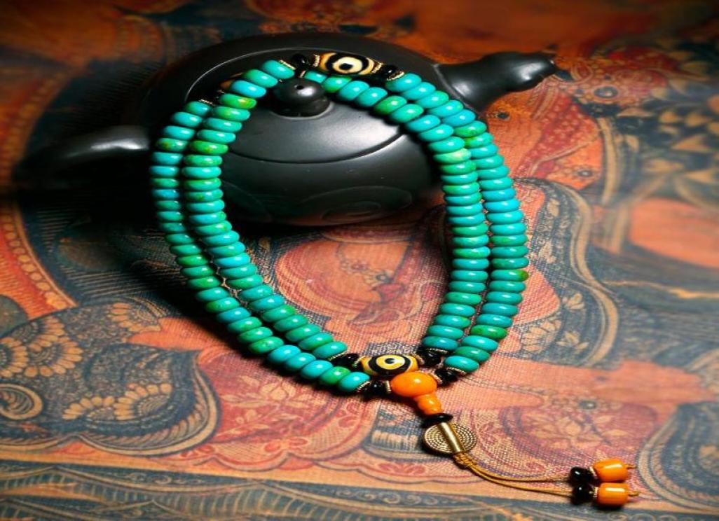 

Bangle Turquoise Bracelet 108 Tibetan Buddha Beads Necklace Long Heavenly Eye Transfer Bead Car Pendant Stationery Accessories2851838