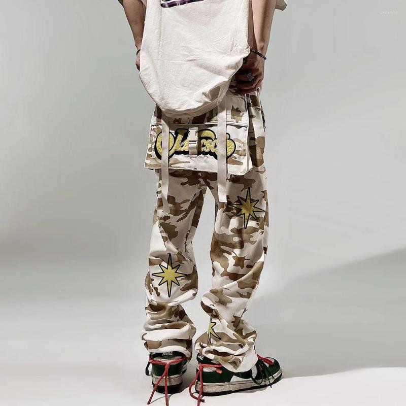 

Men' Pants Men' Oversized Hip Hop Joggers Loose Fit Vibe Style Camouflage Fashion High Street Cargo Trousers Bottoms, White