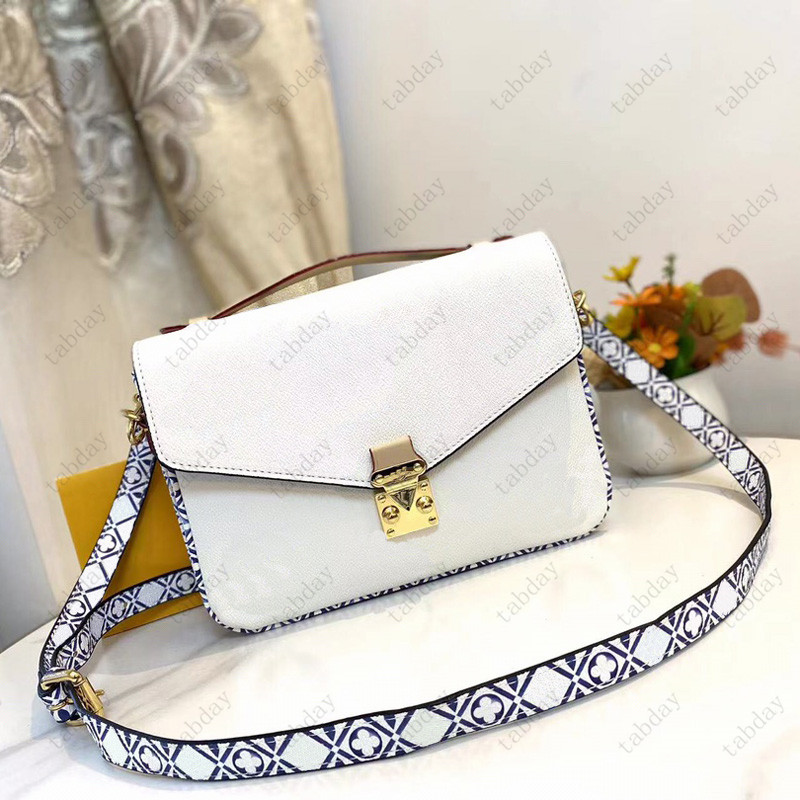 

messenger bag women shoulder bag fashionable handbag canvas material with cowhide trim shiny metal accessories multiple practical pocket compartments 01, Gradient white