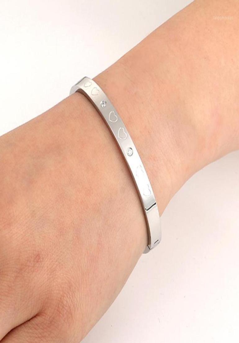 

Bangle Rose Gold Stainless Steel Bracelet Brave Heart Love Crystal Jewelry For Women Valentine039s Day Present12899363