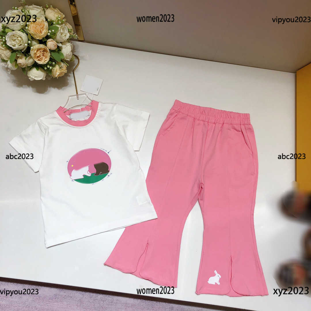 

Summer Tracksuits kids designer clothes T-shirt Set Size -130 CM 2pcs Rabbit printed T-shirt and bell bottoms new arrival May10, #1