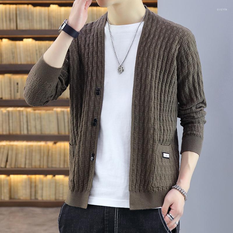 

Men's Sweaters Handsome Cardigan Mens Sweater Knitting Casual Fashion Autumn Winter Quality Knit Coat Men, Black tm611